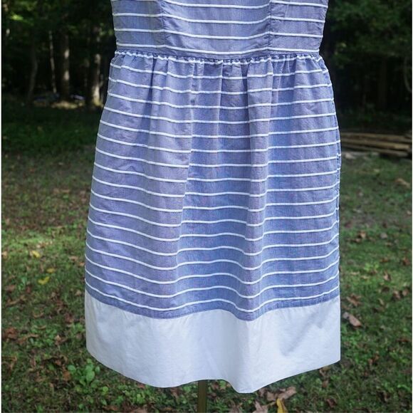 Brooks Brothers Blue Striped Cotton Dobby Dress - Picture 6 of 9